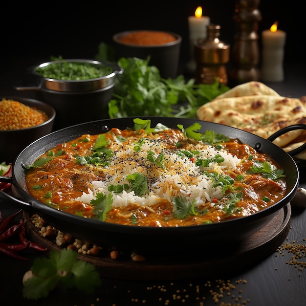 Foto curry é um prato de carne frequentemente preparado com pasta de curry e especiarias, popular na índia, tailândia e outros países gerados por ia