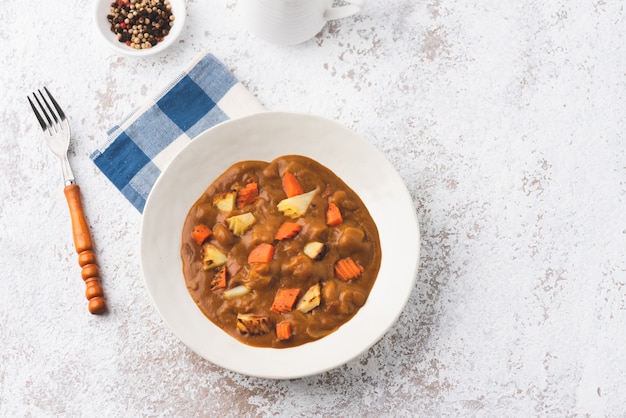 Curry mit Kartoffeln und Karotten Japan Essen Hintergrund