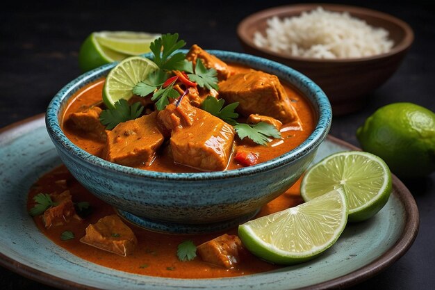 Curry de pescado con rebanadas de cal