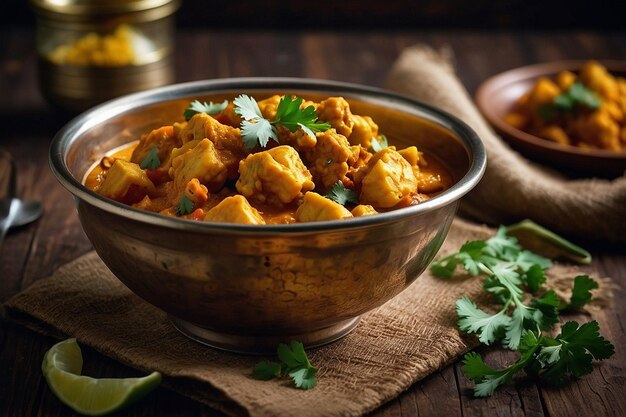 Curry tradicional de Aloo Gobi em uma tigela