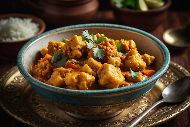 Curry tradicional de Aloo Gobi em uma tigela