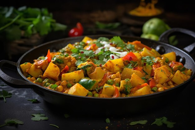 Foto curry de verduras de cocina india vegana
