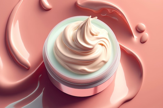 Curso de creme cosmético de beleza fechado na geração de IA de fundo pastel