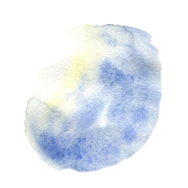 Curso de tinta aquarela azul isolado no fundo branco