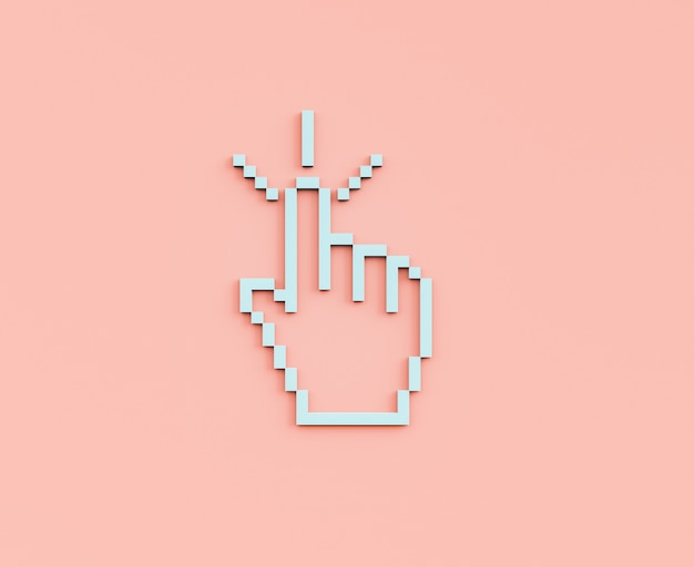 Cursor de mano de pixel 3d