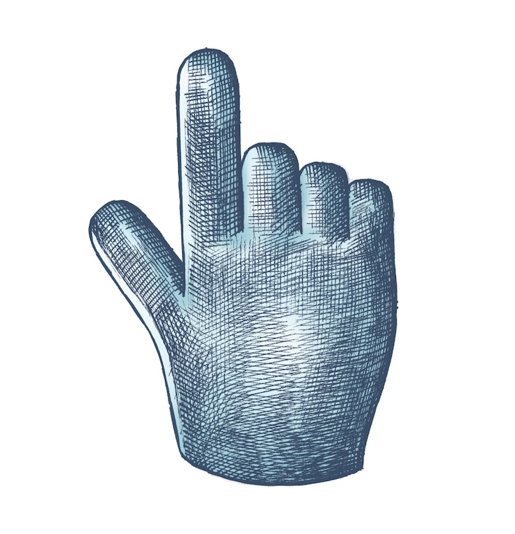Foto el cursor de la mano png la ilustración de la pegatina vintage el fondo transparente