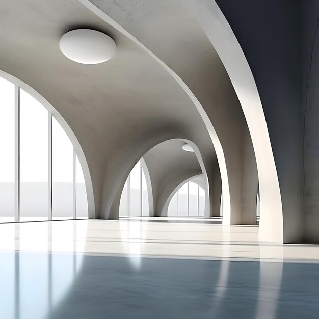 curva de luxo arquitetura minimalista abstrata futurista com piscina e céu azul