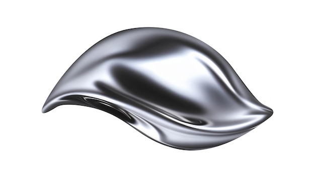 Curva de gradiente de plata abstracta Ondas de metal líquido cromado de flujo aisladas en blanco AI generativo