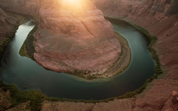 Curva de herradura del parque nacional del gran cañón arizona en el gran cañón