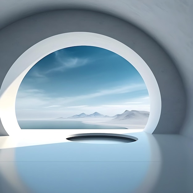 curva de lujo abstracta arquitectura minimalista futurista con piscina y cielo azul