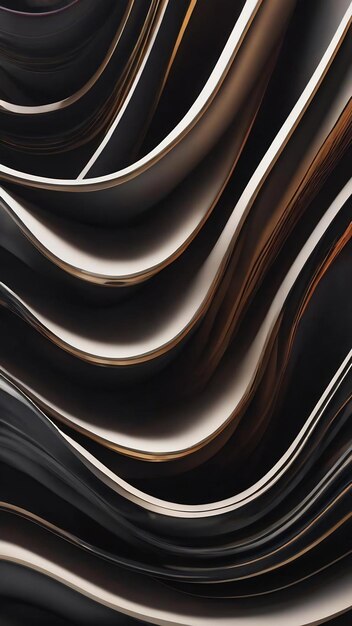 Curva de onda de fondo textura de tubo de plástico curva negra distorsionada ilustración abstracta en 3D