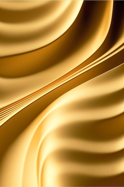 Curva ondulada dourada abstrata moderna em um material de textura de luxo fundo dourado Ai gerado