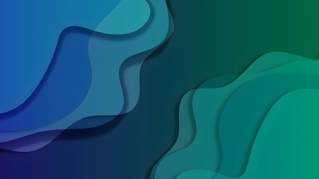 Las curvas azules y las olas del mar van de suave a oscuro estilo de diseño de fondo vectorial abstracto
