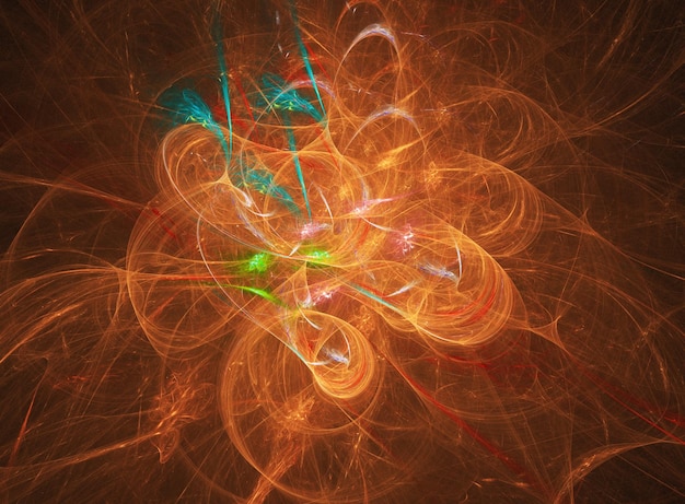 Curvas e linhas redondas abstratas de cor fractal em fundo preto