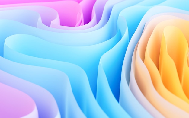 Curvas fluidas abstractas cintas plegadas papel tapiz de moda con capas onduladas dibujo digital