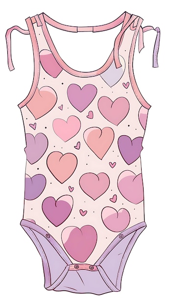 Cut Romper con recortes en forma de corazón en la parte trasera Exhibe ropa de niño con ilustración plana creativa