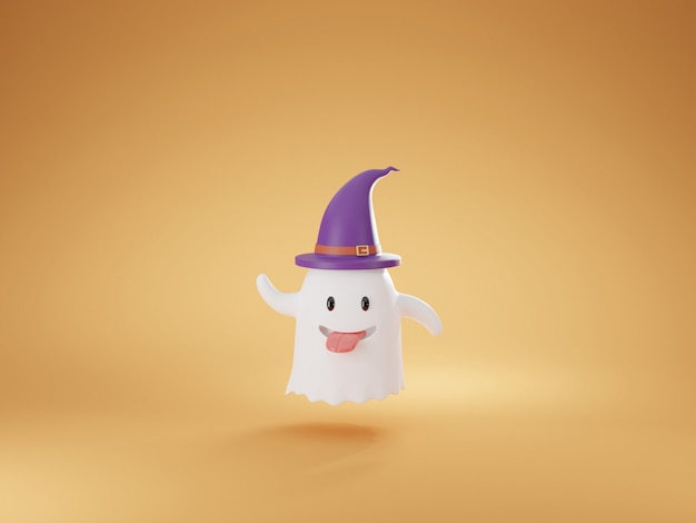 Cute amigável Ghost cartoon renderização em 3d.