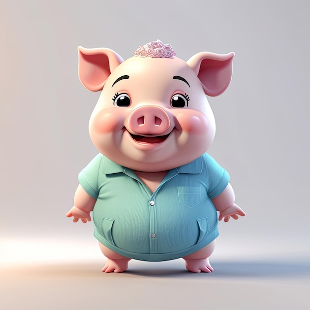 Cute animal gordura bebê conlorful e realista 3d