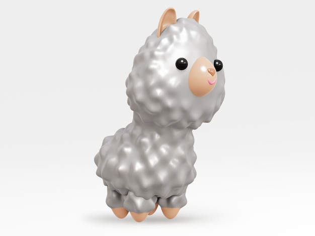 Cute Animal Lama 3D ilustración alpaca