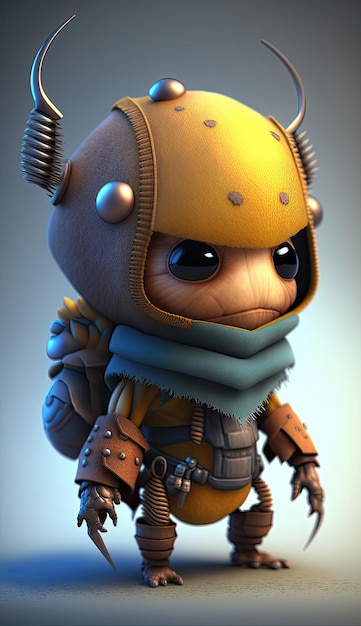 Cute Ant Animal Warrior 3D Game Model Generativo AI