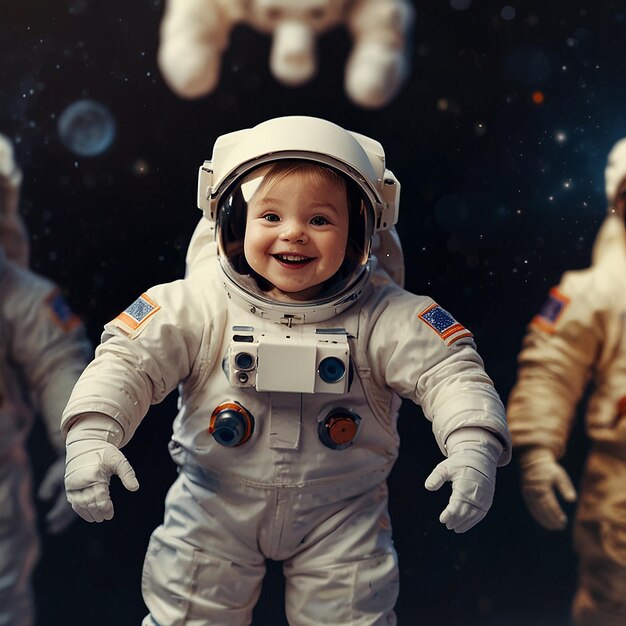 Foto cute astronaut excited cartoon icon vector ilustração ciência tecnologia icon concept isolado premium vector flat cartoon estilo