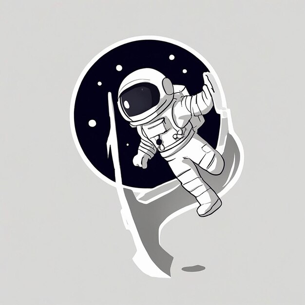 Foto cute astronaut hält fahne im weltraum loch cartoon vector icon illustration weltraum icon concept isolated premium vector