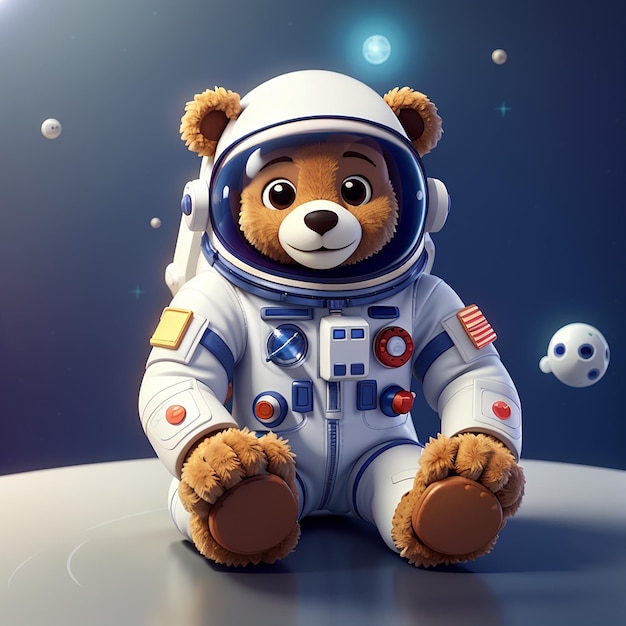 Cute Astronaut Hug Teddy Bear Doll Cartoon Vector Icon Illustration Wissenschaft Technologie Icon Konzept Isolierte Premium Vector