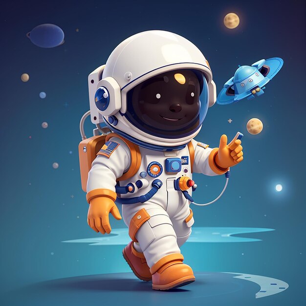 Foto cute astronaut playing moon yoyo cartoon icon vector ilustração ciência sport icon conceito isolado premium vector flat cartoon estilo