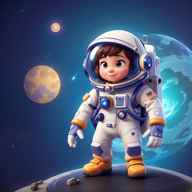 Cute Astronaut Super Flying Cartoon Icono vectorial Ilustración Ciencia Tecnología Icono Concepto Vector premium aislado