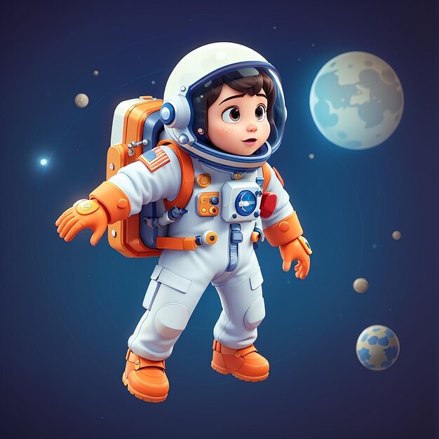 Cute Astronaut Super Hero Flying Cartoon Icon Vector Ilustración Ciencia Tecnología Icon Concepto Aislado Estilo de dibujos animados de vector plano premium