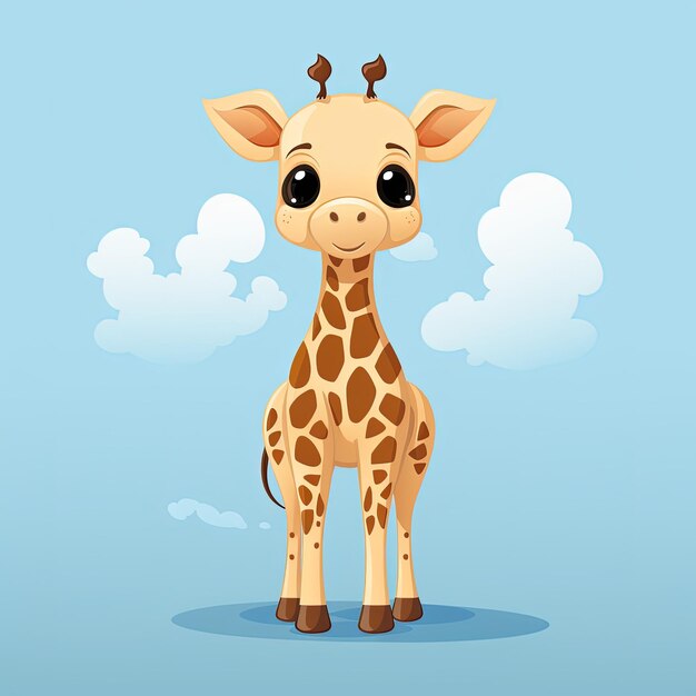 Foto cute baby giraffe zeichentrickfilm-stil illustration