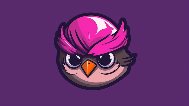 Foto cute baby sparrow com capacete de bicicleta logotipo simples