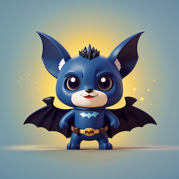 Cute Bat Super Hero Cartoon Icon Vector Ilustração Animal Holiday Icon Conceito Isolado Premium Vector Flat Cartoon Estilo