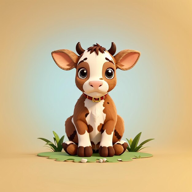 Cute bebê vaca sentado desenho animado ícone vetorial ilustração animal ícone da natureza conceito isolado plano