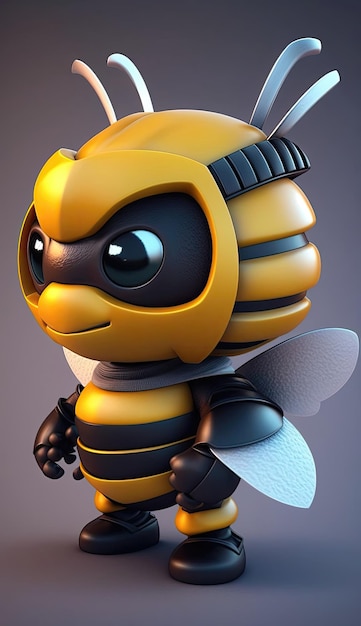 Cute Bee Animal Warrior 3D-Spielmodell Generative KI