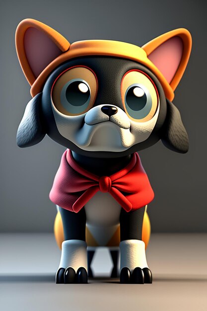 Foto cute bonito cachorro de estimação modelo de personagem 3d renderização modelo criativo papel de parede design de fundo