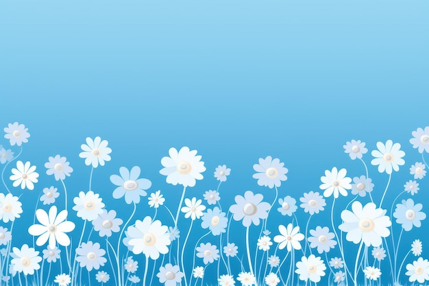Cute borda de flor de desenho animado em um fundo azul elétrico vector limpo ar 32 Job ID 907cf0f7a2ec4429b21e0dee91fc1984