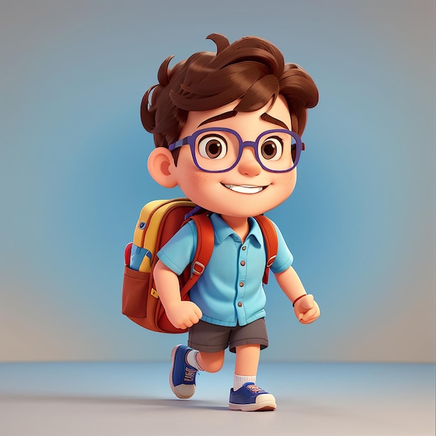 Cute Boy Going To School Cartoon Vector Icon Ilustração Pessoas Educação Icon Concept Isolado Premium Vector Flat Cartoon Estilo