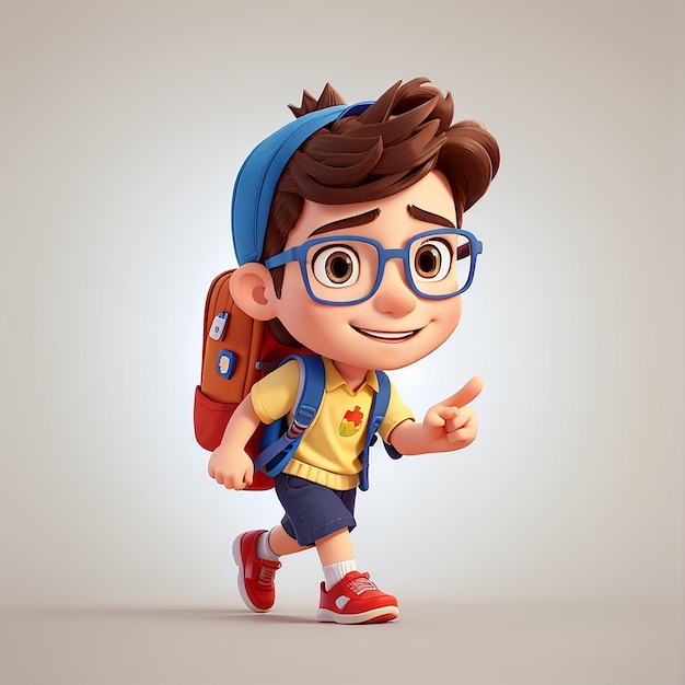 Cute Boy Going To School Cartoon Vector Icon Ilustração Pessoas Educação Icon Concept Isolado Premium Vector Flat Cartoon Estilo