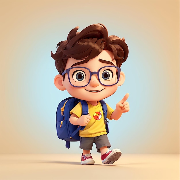 Foto cute boy going to school cartoon vector icon ilustração pessoas educação icon concept isolado premium vector flat cartoon estilo