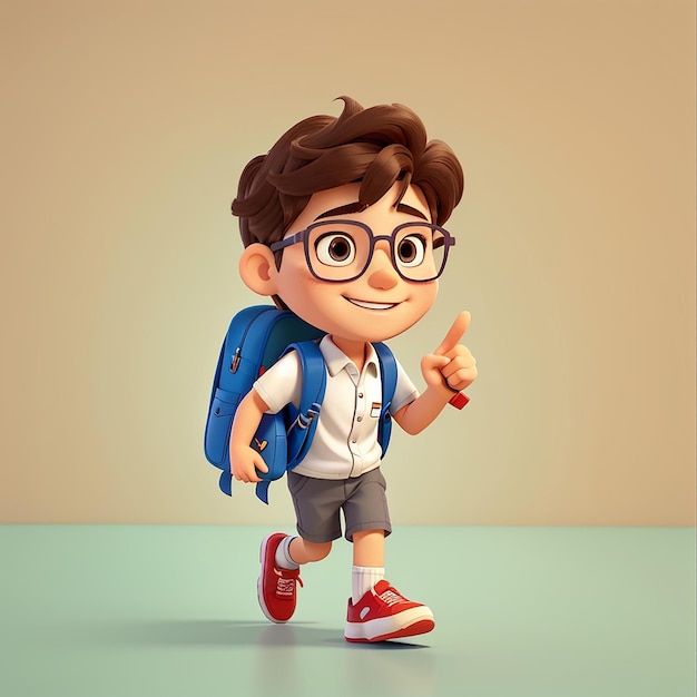 Foto cute boy going to school cartoon vector icon ilustração pessoas educação icon concept isolado premium vector flat cartoon estilo