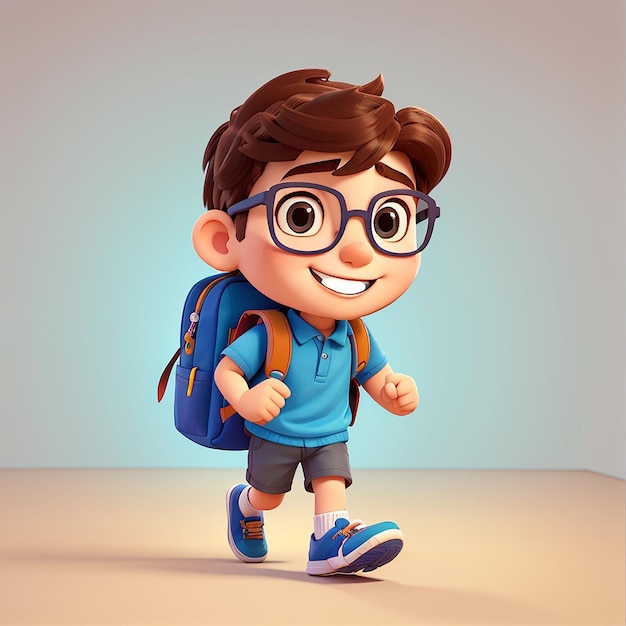 Cute Boy Going To School Cartoon Vector Icon Ilustração Pessoas Educação Icon Concept Isolado Premium Vector Flat Cartoon Estilo