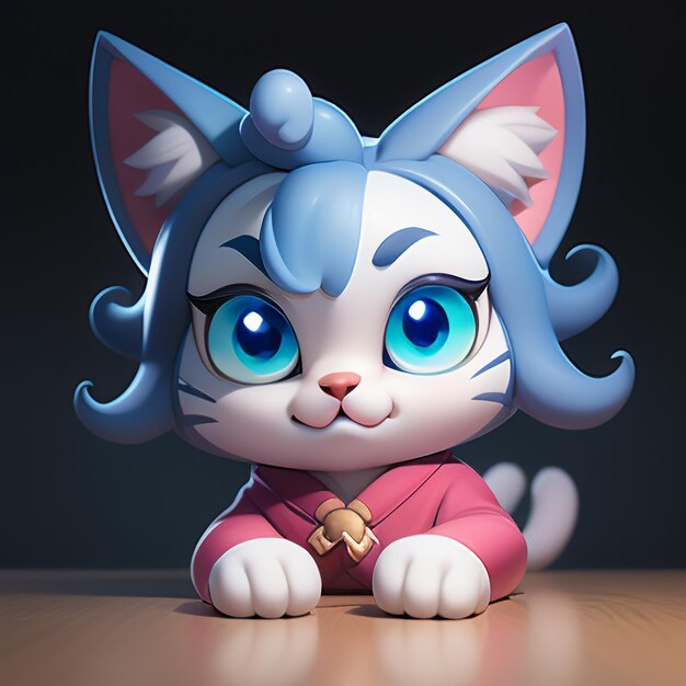 Cute cabeça de gato retrato animação de desenho animado 3D ilustração papel de parede imagem de gato bonito