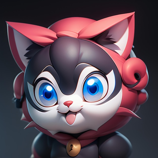 Cute cabeça de gato retrato animação de desenho animado 3D ilustração papel de parede imagem de gato bonito