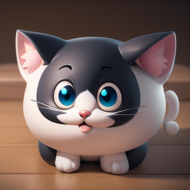 Foto cute cabeça de gato retrato animação de desenho animado 3d ilustração papel de parede imagem de gato bonito