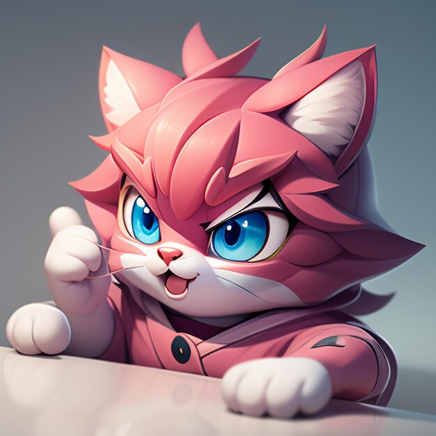 Cute cabeça de gato retrato animação de desenho animado 3D ilustração papel de parede imagem de gato bonito