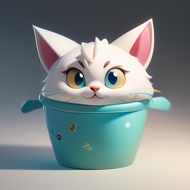 Cute cabeça de gato retrato animação de desenho animado 3D ilustração papel de parede imagem de gato bonito