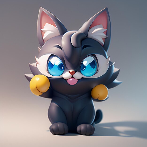 Cute cabeça de gato retrato animação de desenho animado 3D ilustração papel de parede imagem de gato bonito