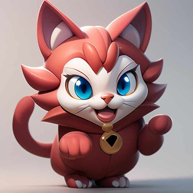 Cute cabeça de gato retrato animação de desenho animado 3D ilustração papel de parede imagem de gato bonito