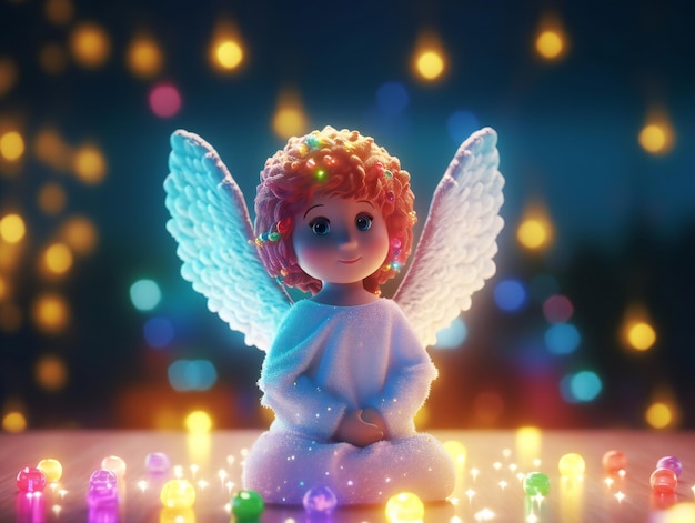 Cute Cartoon Angel Holiday Easter Wallpaper AI Generative Illustration